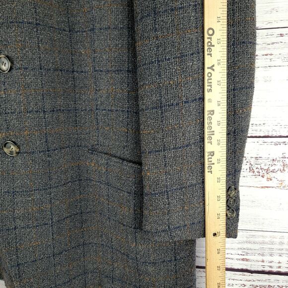 Ermenegildo Zegna Mens Size 44 L Blazer Switzerland Wool Windowpane Tweed VTG - Picture 4 of 16